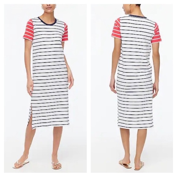 J. Crew Dresses & Skirts - J. Crew Colorblock Striped Midi T-Shirt Dress